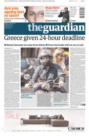 The Guardian () Newspaper Front Page for 7 July 2015