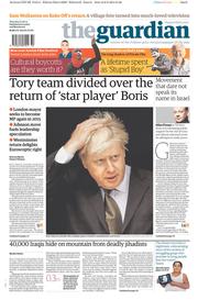 The Guardian () Newspaper Front Page for 7 August 2014