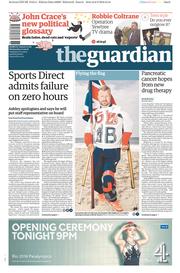 The Guardian () Newspaper Front Page for 7 September 2016
