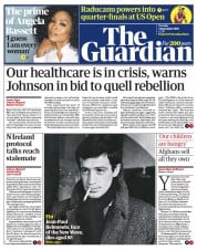 The Guardian () Newspaper Front Page for 7 September 2021