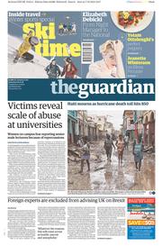 The Guardian () Newspaper Front Page for 8 October 2016