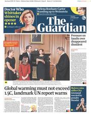 The Guardian () Newspaper Front Page for 8 October 2018