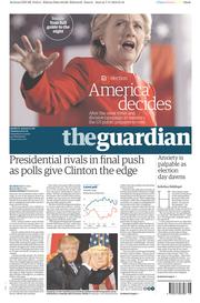 The Guardian () Newspaper Front Page for 8 November 2016