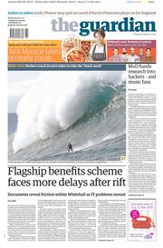 The Guardian () Newspaper Front Page for 8 January 2014