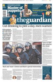 The Guardian () Newspaper Front Page for 8 January 2016