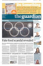 The Guardian () Newspaper Front Page for 8 February 2014