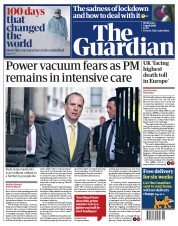 The Guardian () Newspaper Front Page for 8 April 2020