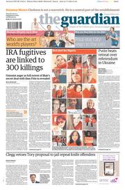 The Guardian () Newspaper Front Page for 8 May 2014