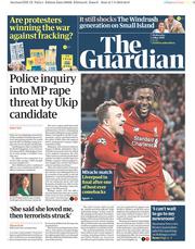The Guardian () Newspaper Front Page for 8 May 2019