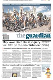 The Guardian () Newspaper Front Page for 8 July 2014