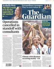 The Guardian () Newspaper Front Page for 8 July 2019