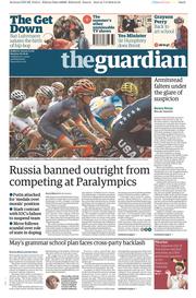 The Guardian () Newspaper Front Page for 8 August 2016