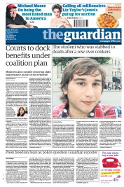 The Guardian () Newspaper Front Page for 8 September 2011