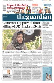 The Guardian () Newspaper Front Page for 8 September 2015