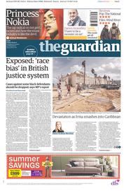 The Guardian () Newspaper Front Page for 8 September 2017