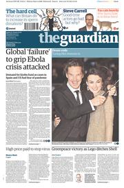 The Guardian () Newspaper Front Page for 9 October 2014
