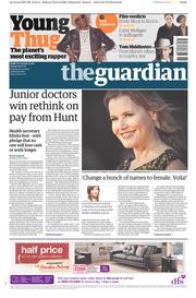 The Guardian () Newspaper Front Page for 9 October 2015