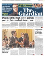 The Guardian () Newspaper Front Page for 9 November 2018