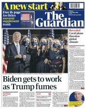 The Guardian () Newspaper Front Page for 9 November 2020