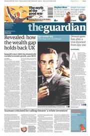 The Guardian () Newspaper Front Page for 9 December 2014