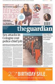 The Guardian () Newspaper Front Page for 9 January 2016