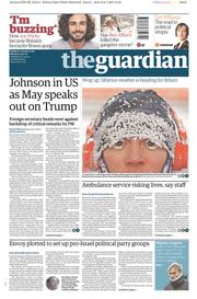 The Guardian () Newspaper Front Page for 9 January 2017