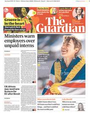 The Guardian () Newspaper Front Page for 9 February 2018