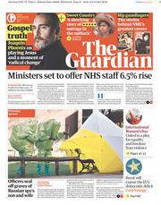 The Guardian () Newspaper Front Page for 9 March 2018