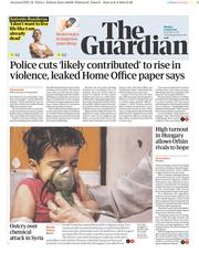 The Guardian () Newspaper Front Page for 9 April 2018