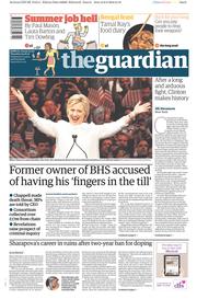 The Guardian () Newspaper Front Page for 9 June 2016