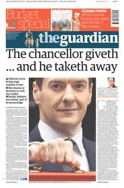 The Guardian () Newspaper Front Page for 9 July 2015