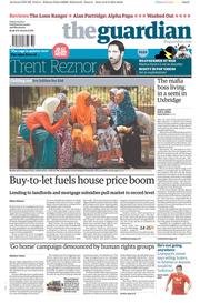 The Guardian () Newspaper Front Page for 9 August 2013