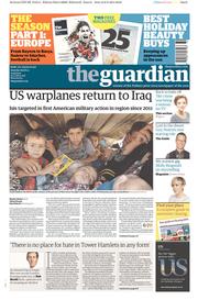 The Guardian () Newspaper Front Page for 9 August 2014