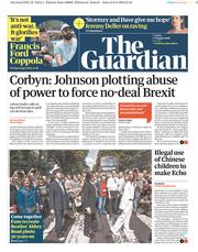 The Guardian () Newspaper Front Page for 9 August 2019
