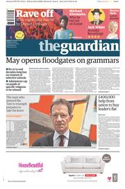 The Guardian () Newspaper Front Page for 9 September 2016