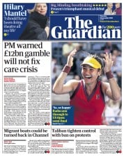 The Guardian () Newspaper Front Page for 9 September 2021