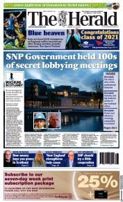 The Herald () Newspaper Front Page for 12 July 2021