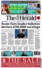The Herald () Newspaper Front Page for 13 November 2021