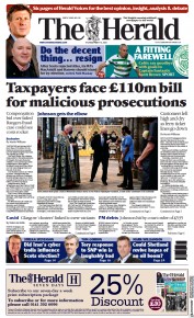 The Herald () Newspaper Front Page for 13 May 2021