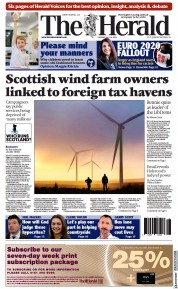 The Herald () Newspaper Front Page for 13 July 2021
