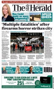 The Herald () Newspaper Front Page for 13 August 2021