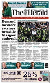 The Herald () Newspaper Front Page for 14 May 2021