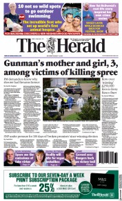The Herald () Newspaper Front Page for 14 August 2021