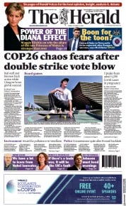 The Herald () Newspaper Front Page for 15 October 2021