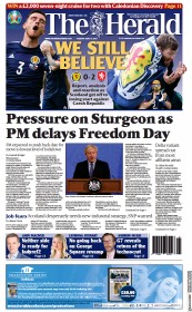 The Herald () Newspaper Front Page for 15 June 2021