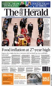 The Herald () Newspaper Front Page for 15 September 2022