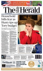 The Herald () Newspaper Front Page for 18 October 2022
