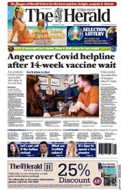 The Herald () Newspaper Front Page for 18 May 2021