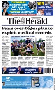 The Herald () Newspaper Front Page for 19 June 2021