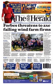 The Herald () Newspaper Front Page for 1 April 2022
